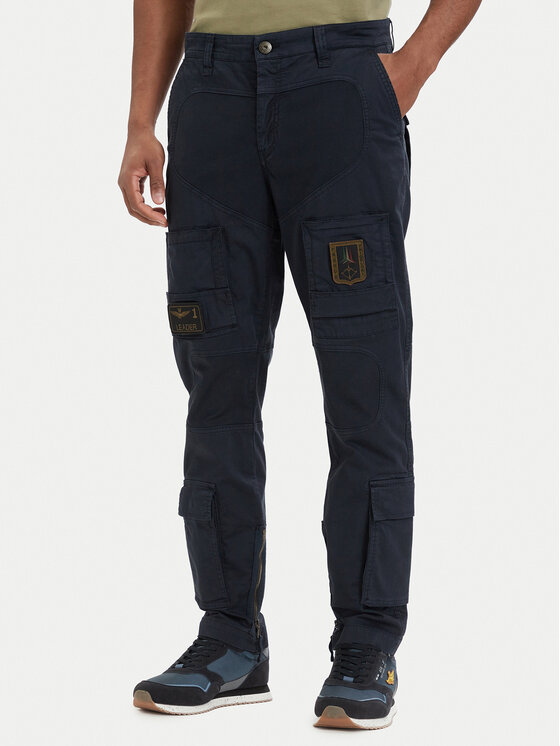 Aeronautica Militare Spodnie cargo Iconic Anti-G 261PA1387UCT01493 Granatowy Regular Fit