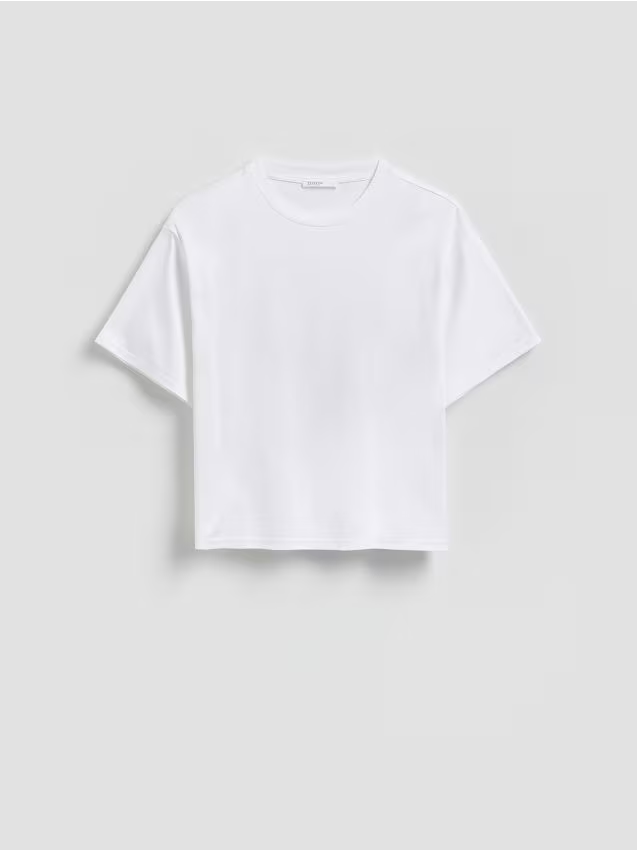 Reserved - T-shirt z modalem - biały