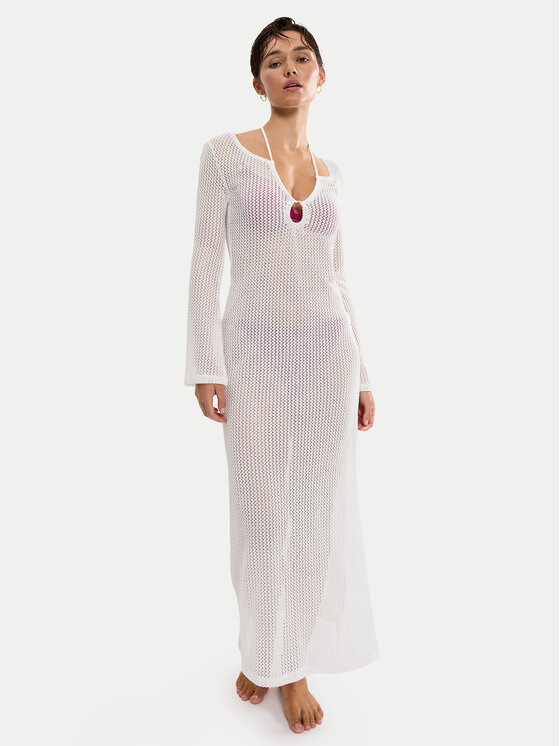 Triumph Sukienka plażowa Beach MyWear Crochet 10226469 Biały Relaxed Fit