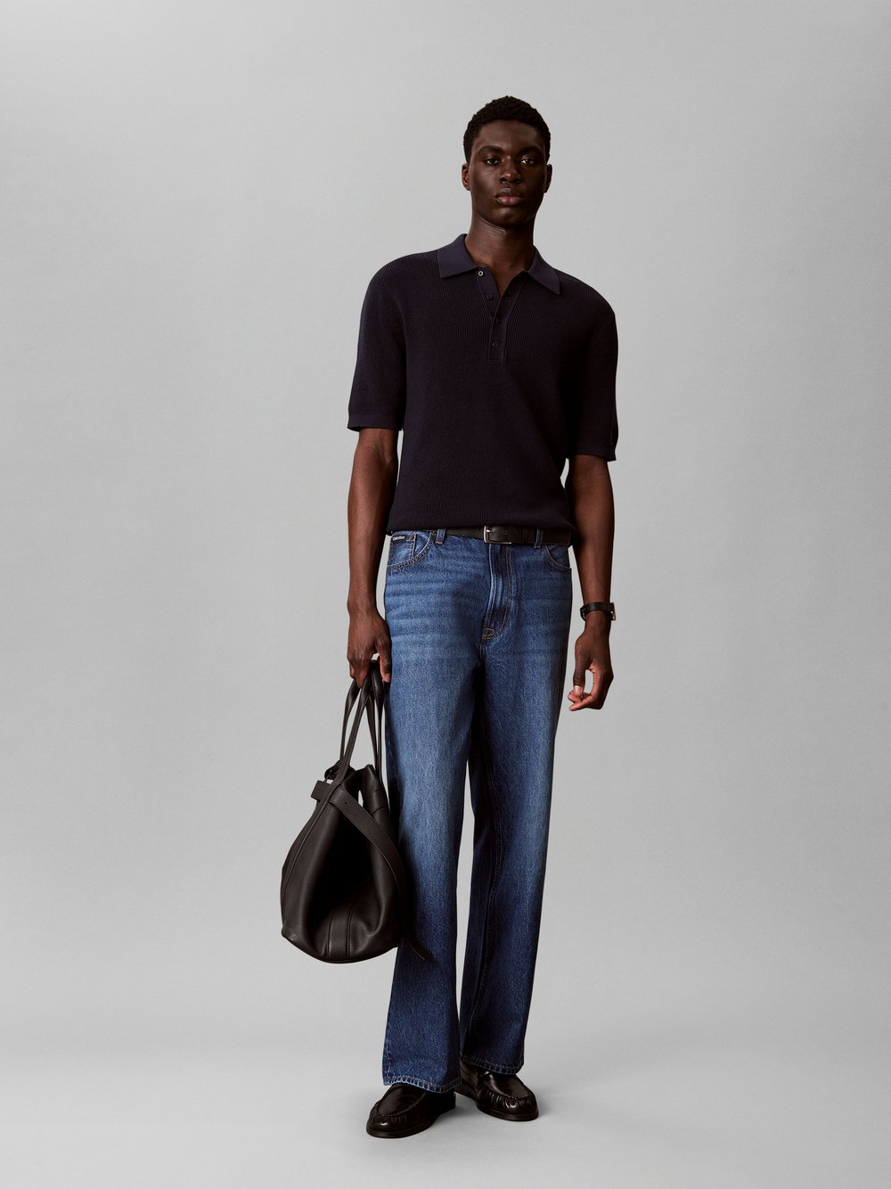 Calvin Klein Jeans Męska koszulka polo z dzianiny Mężczyźni Bawełna (100%) niebieski, L