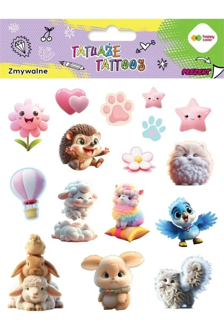 Tatuaże zmywalne Animals Fluffy Happy Color