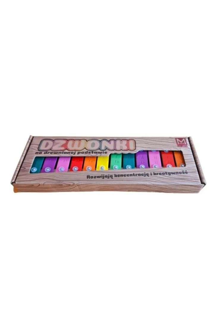 Dzwonki 12-tonowe kolorowe na drewnianej ramie