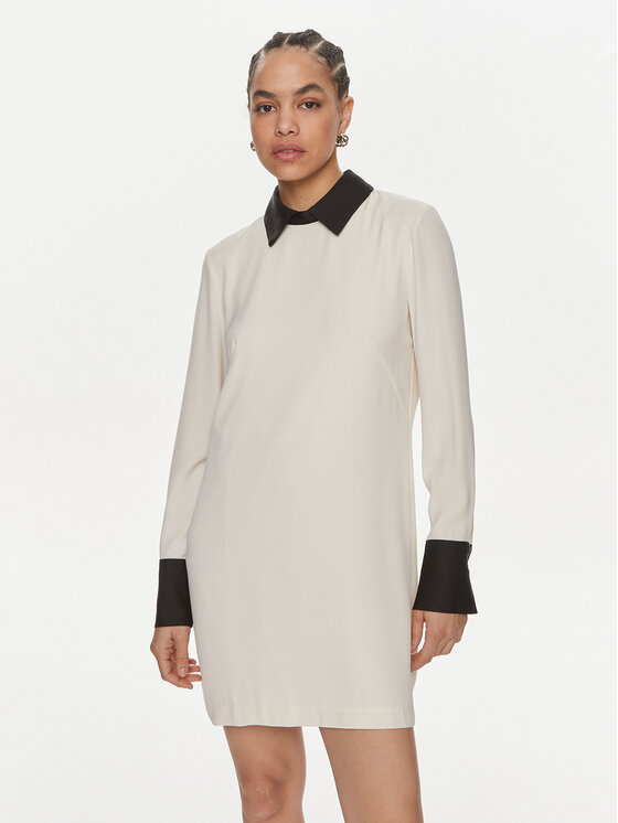 ViCOLO Sukienka codzienna TB0156 Écru Regular Fit