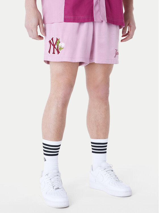 New Era Szorty sportowe New York Yankees MLB Woven 60596377 Różowy Regular Fit