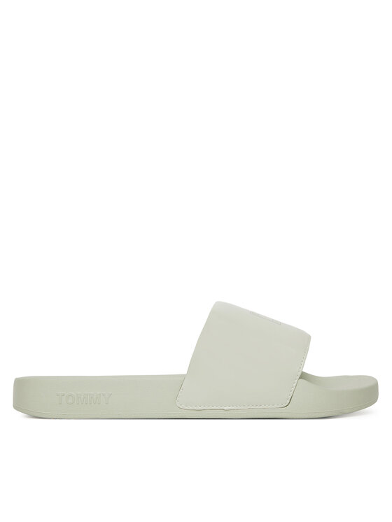 Tommy Jeans Klapki Flag Pool Slide Patent EN0EN02901 Zielony