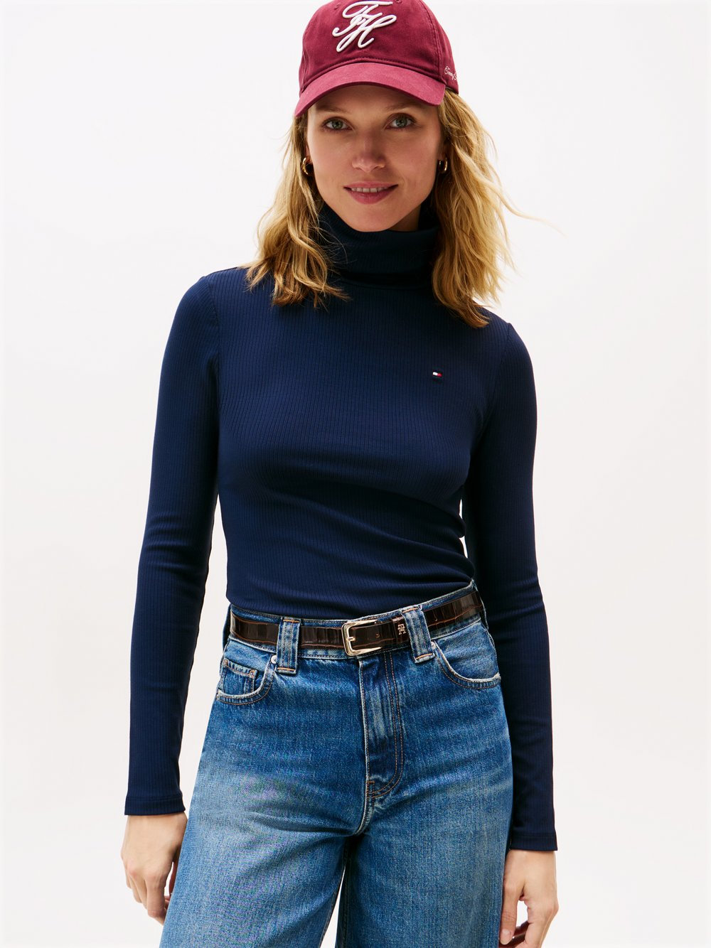 Tommy Hilfiger Damska koszulka z długim rękawem Kobiety Dżersej niebieski, XS