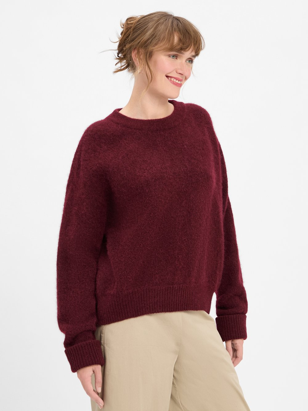 american vintage Sweter damski z dzianiny z zawartością alpaki - Gaspacho Chine Kobiety czerwony, XS/S