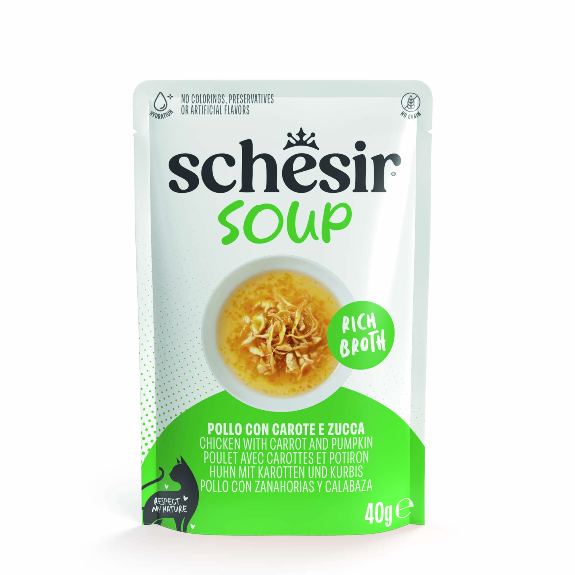 Korzystny pakiet Schesir Cat Soup, 24 x 40 g - Kurczak z marchewką i dynią