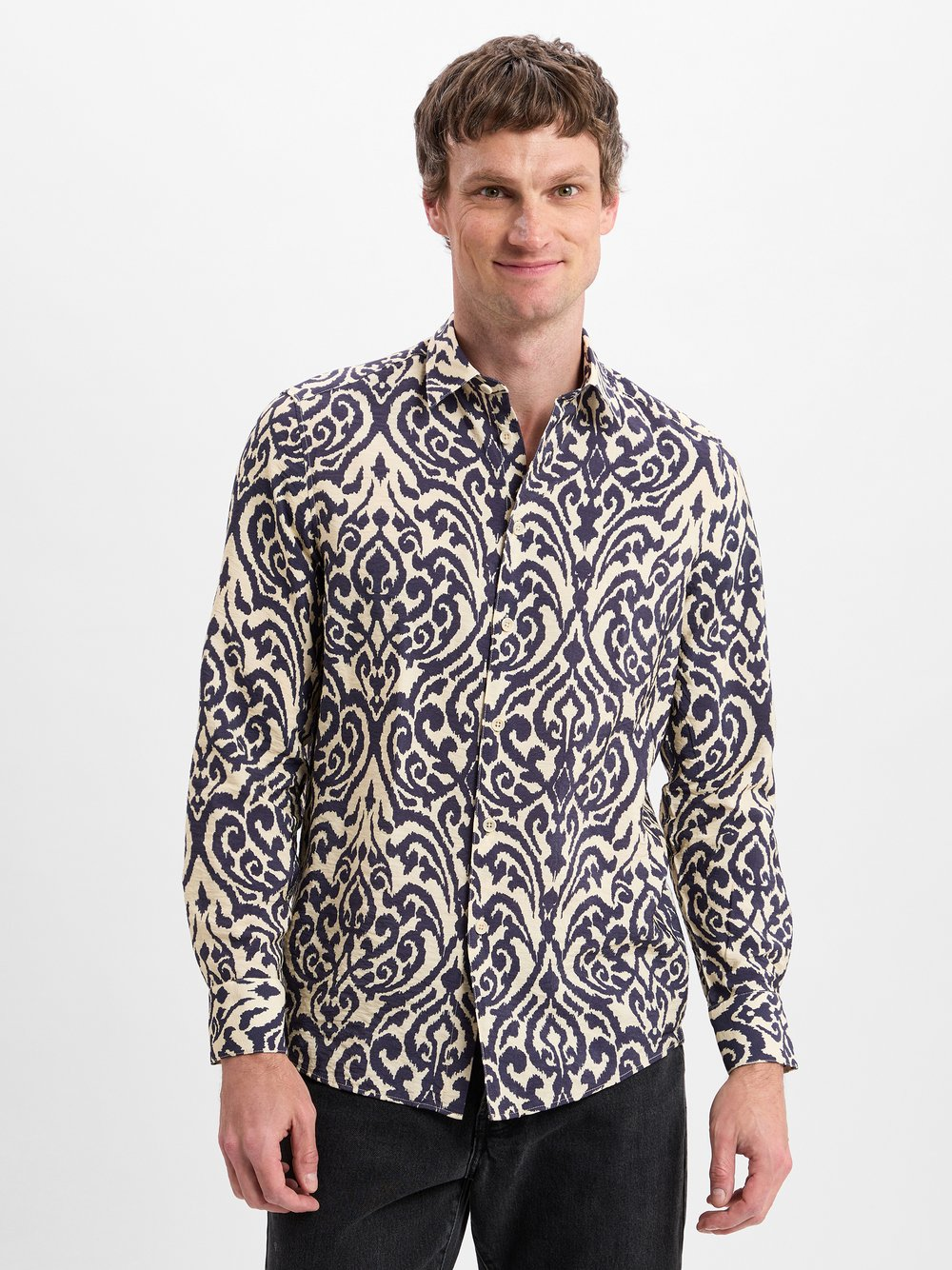 Drykorn Męska koszula casual - Ramis Mężczyźni Regular Fit niebieski|beżowy, S