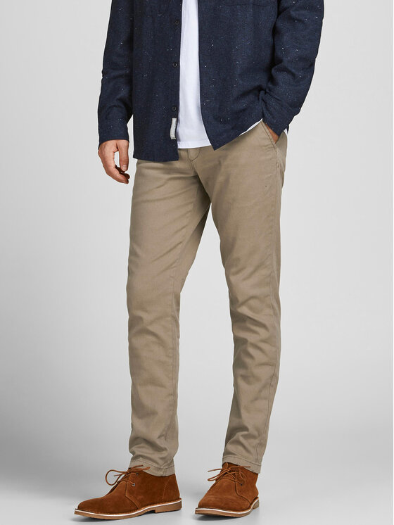 Jack & Jones Spodnie materiałowe Marco Dave 12174307 Beżowy Slim Fit