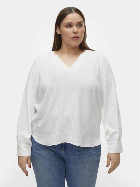 Vero Moda Curve Bluzka Alva 10301890 Biały Regular Fit