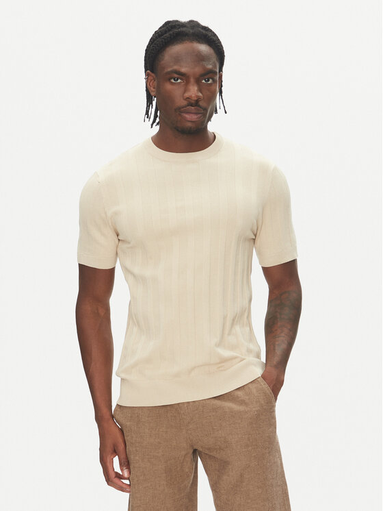 Lindbergh Sweter 30-804064 Beżowy Relaxed Fit