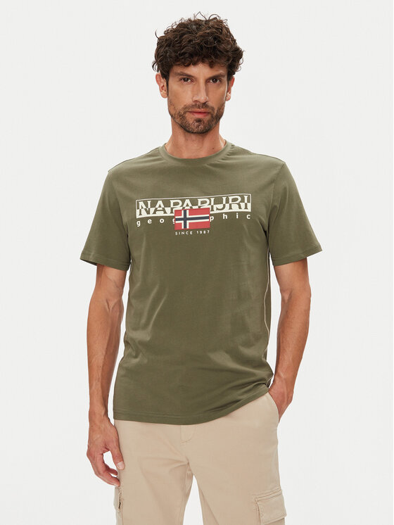 Napapijri T-Shirt S-Aylmer NP0A4HTO Zielony Regular Fit
