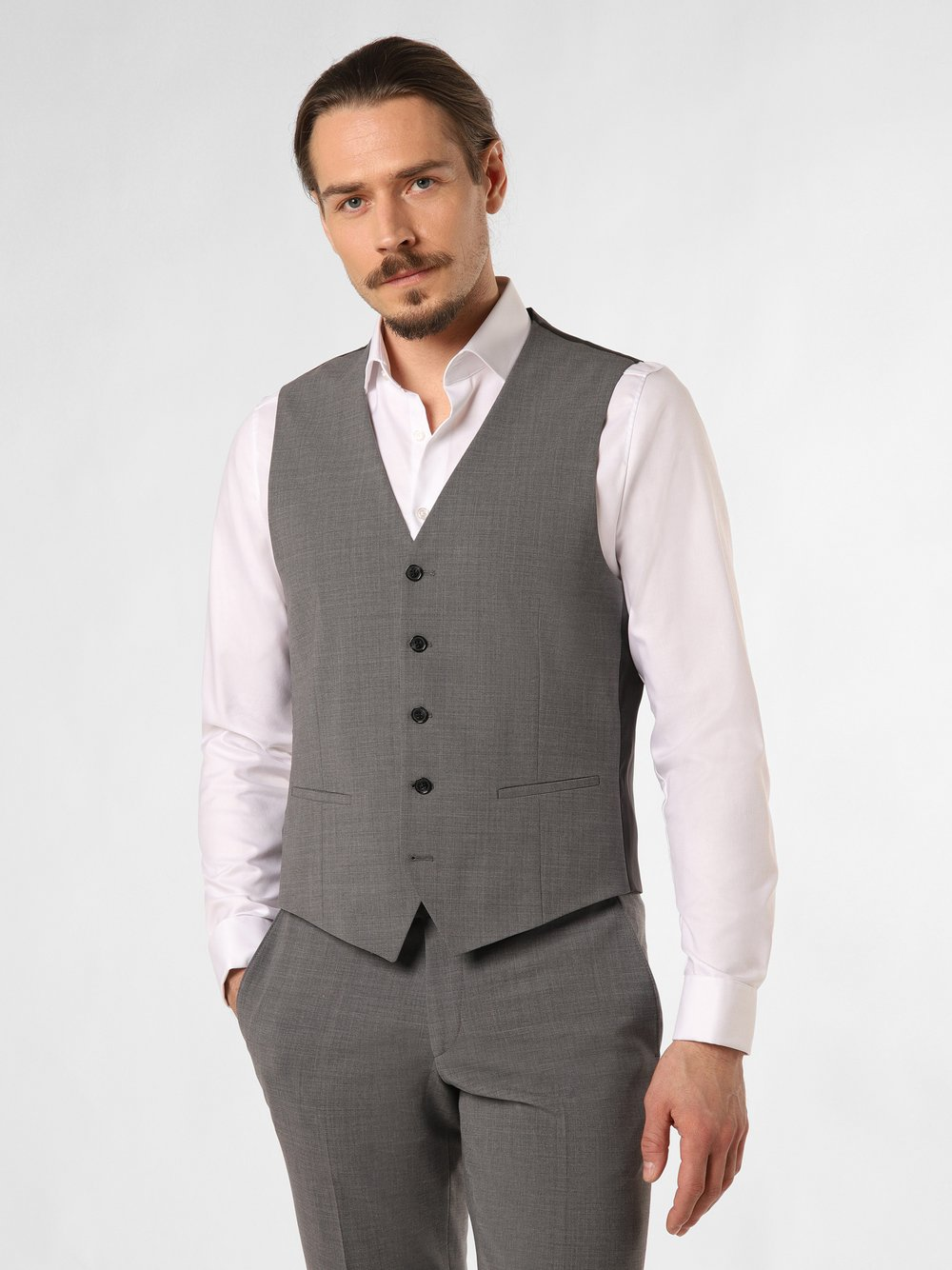 Finshley & Harding London Męska kamizelka modułowa - Wesdon Mężczyźni Slim Fit Sztuczne włókno szary, 54