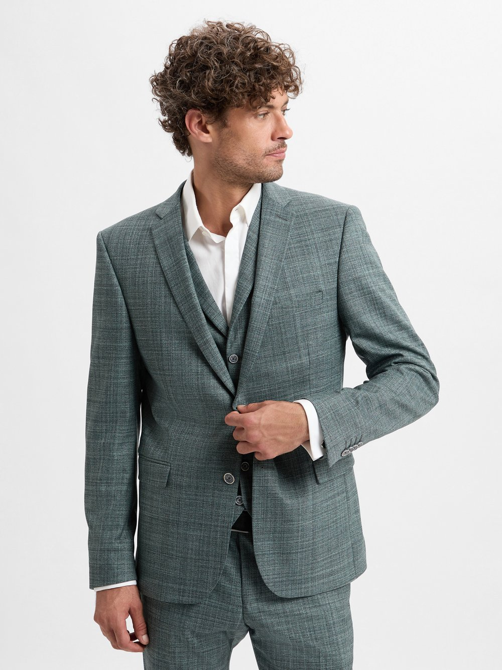 Finshley & Harding Męska kurtka modułowa Mężczyźni Modern Fit Sztuczne włókno szary, 54