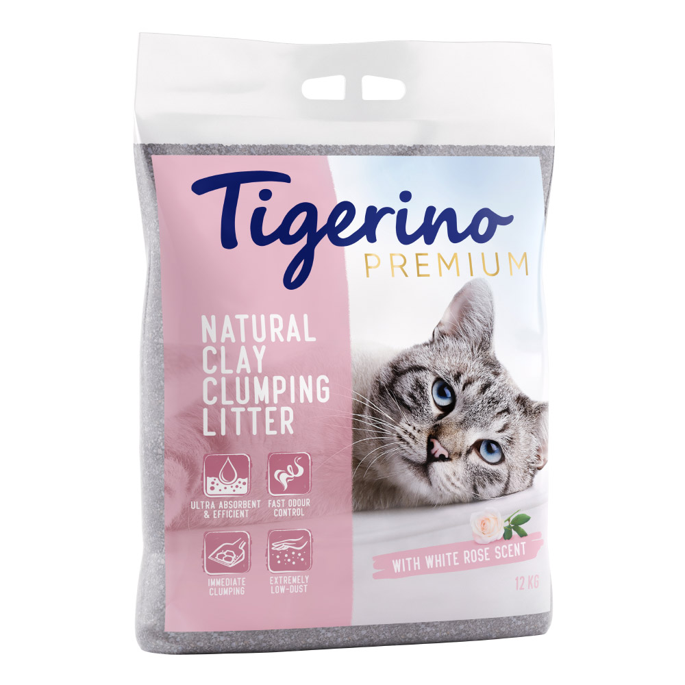 Korzystny dwupak: Tigerino, żwirek dla kota, 2 x 12 kg  - Zapach białej róży