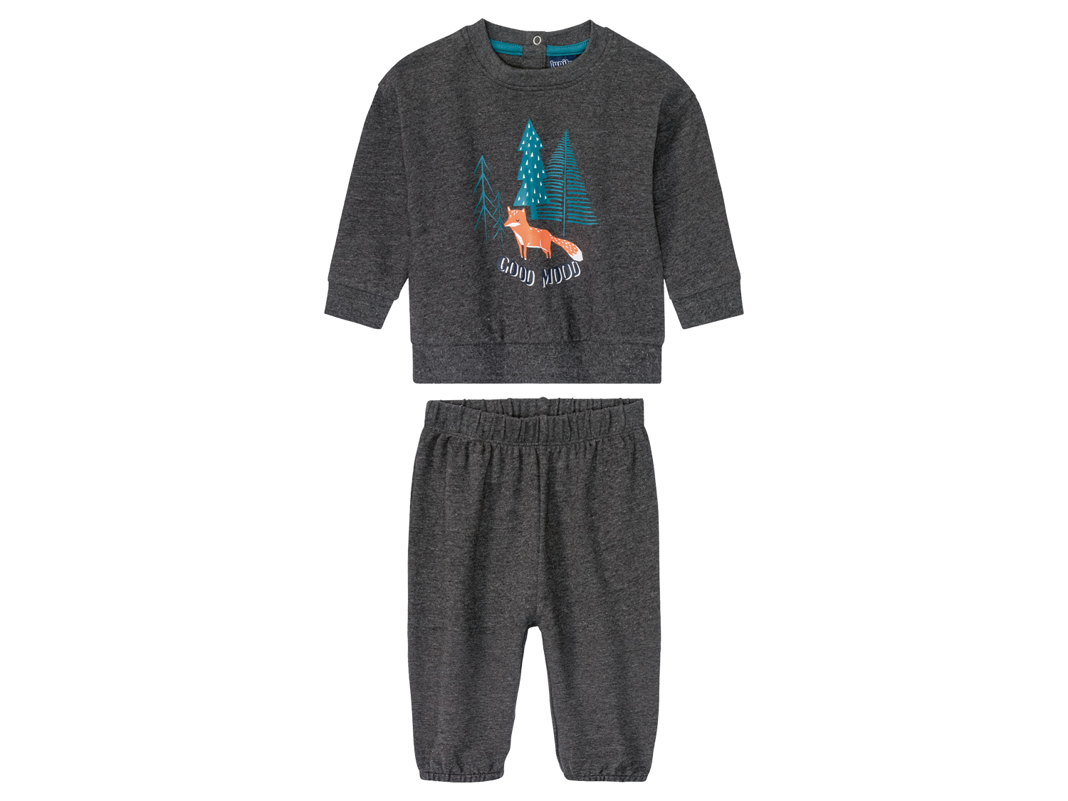 lupilu® Dres niemowlęcy	z biobawełną (bluzka + spodnie) (Ciemnoszary, 50/56)