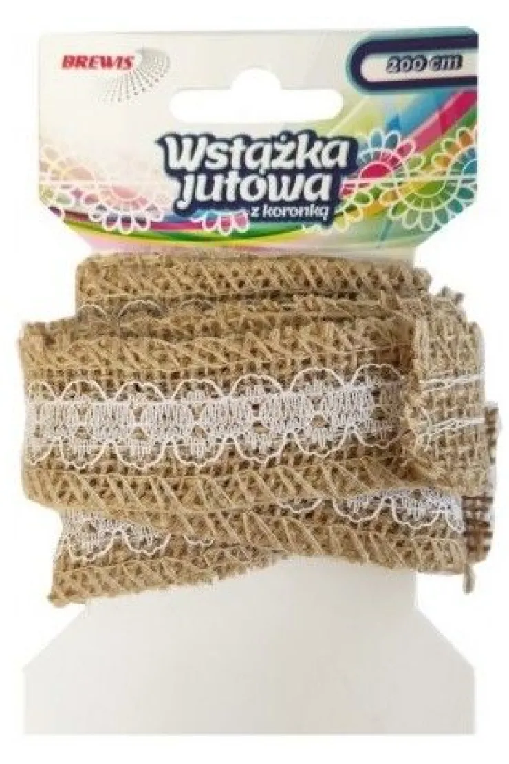 Wstążka jutowa z koronką