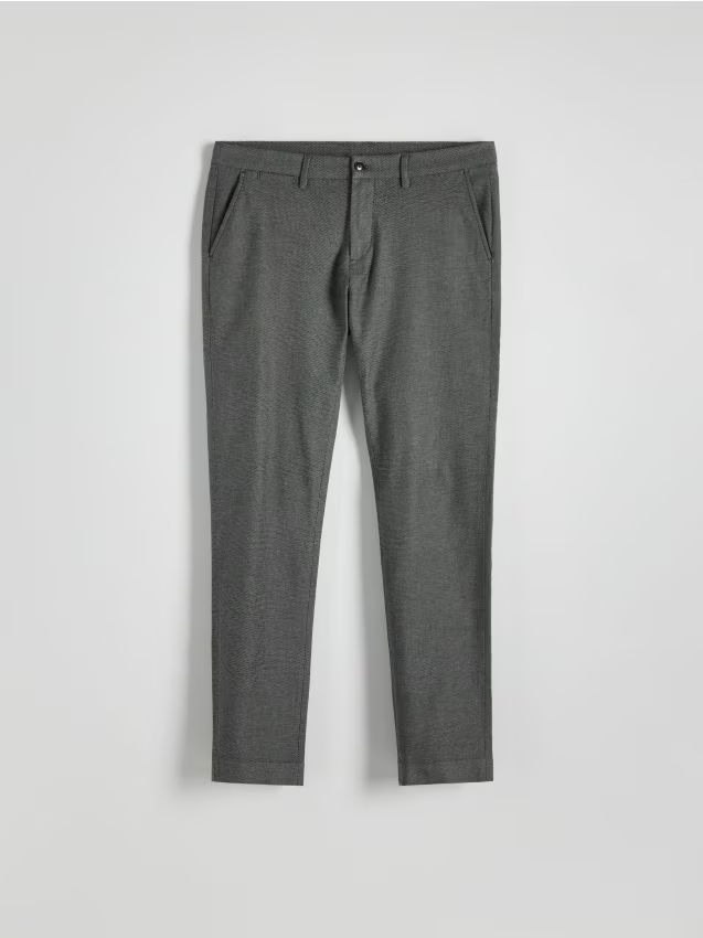 Reserved - Bawełniane spodnie chino slim - szary