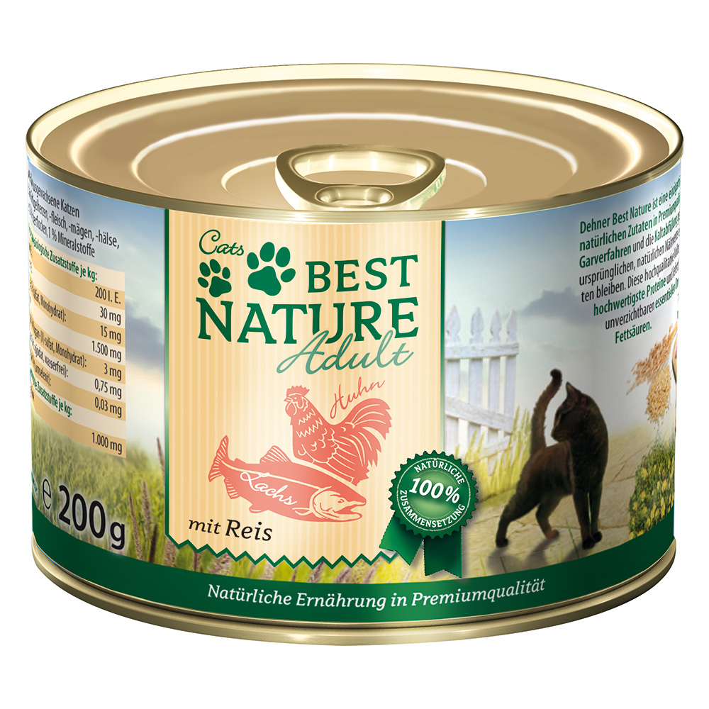 Best Nature Cat Adult, 6 x 200 g - Łosoś, kurczak i ryż