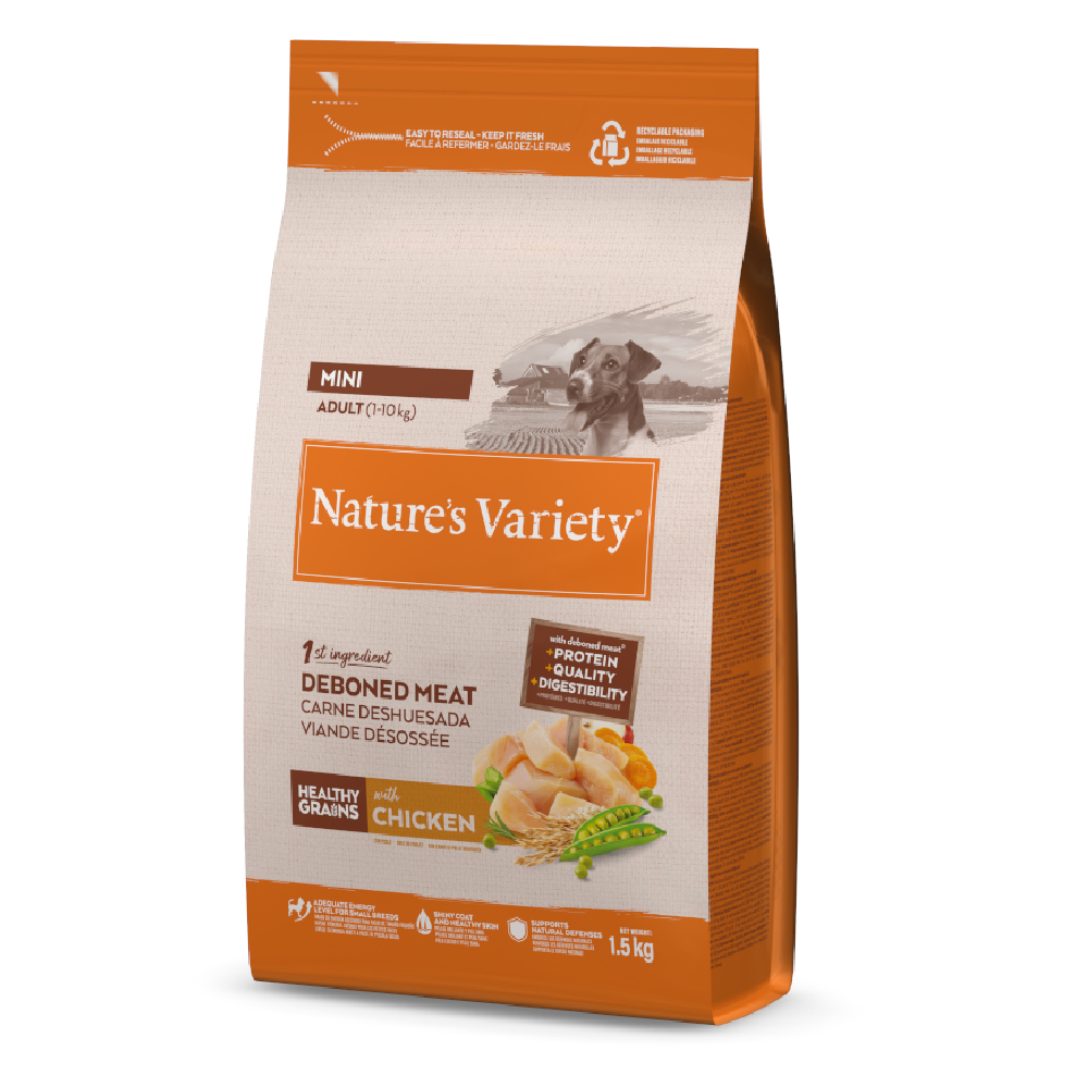 Nature's Variety Healthy Grains Mini Adult, kurczak - 3 x 1,5 kg