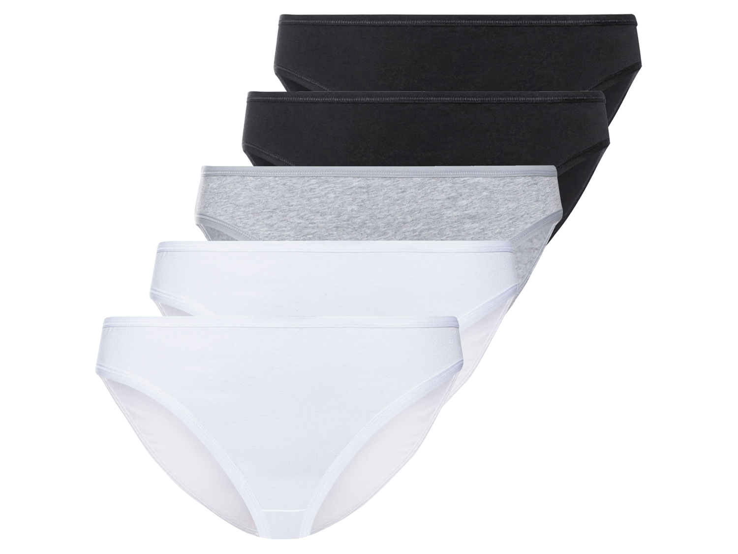 esmara® Figi damskie XXL z bawełny, 5 par (XL (48/50), Czarny/ szary/ biały)