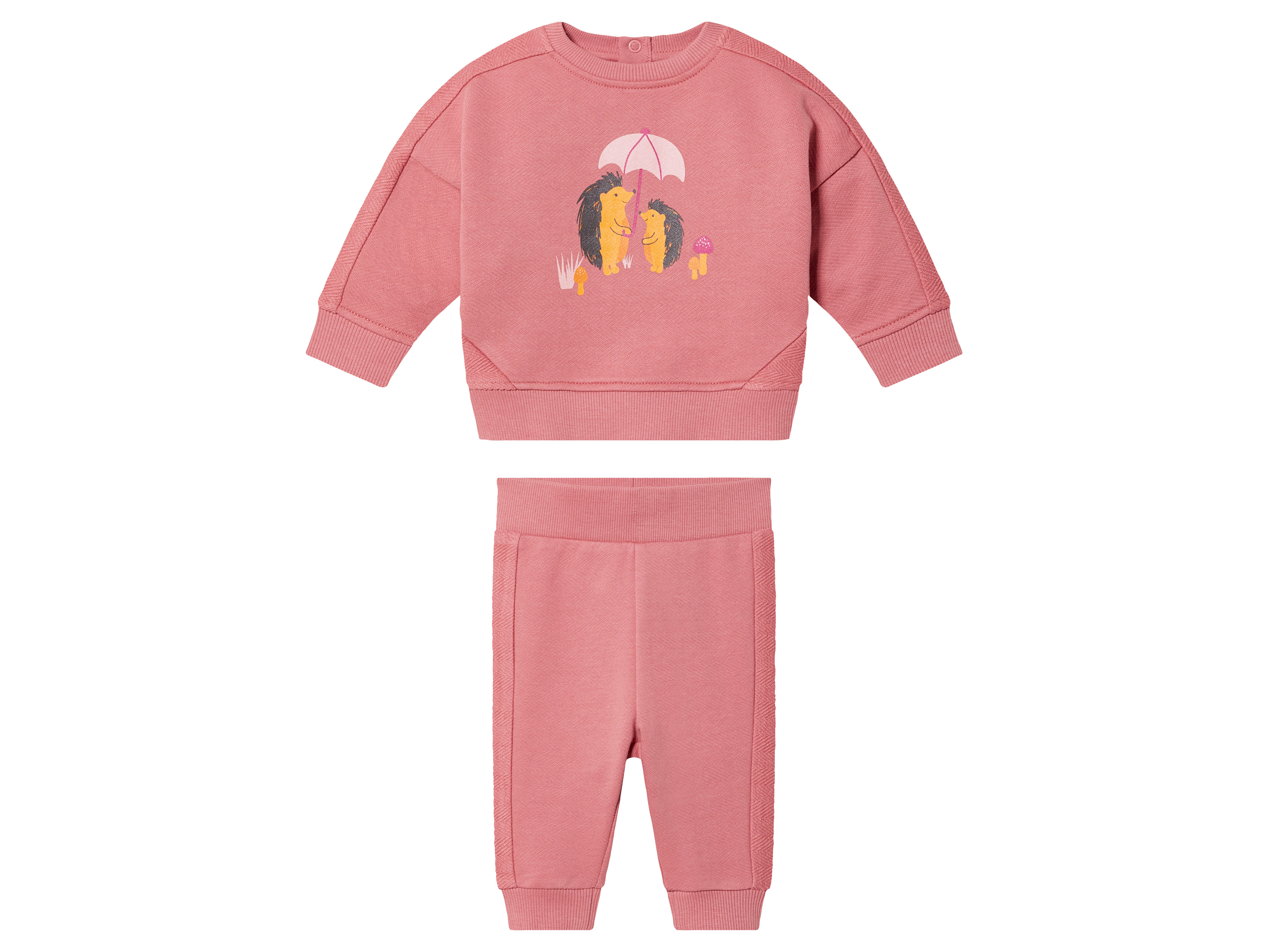 lupilu® Dres niemowlęcy z bawełny organicznej (bluza + spodnie) (62/68, Różowy)