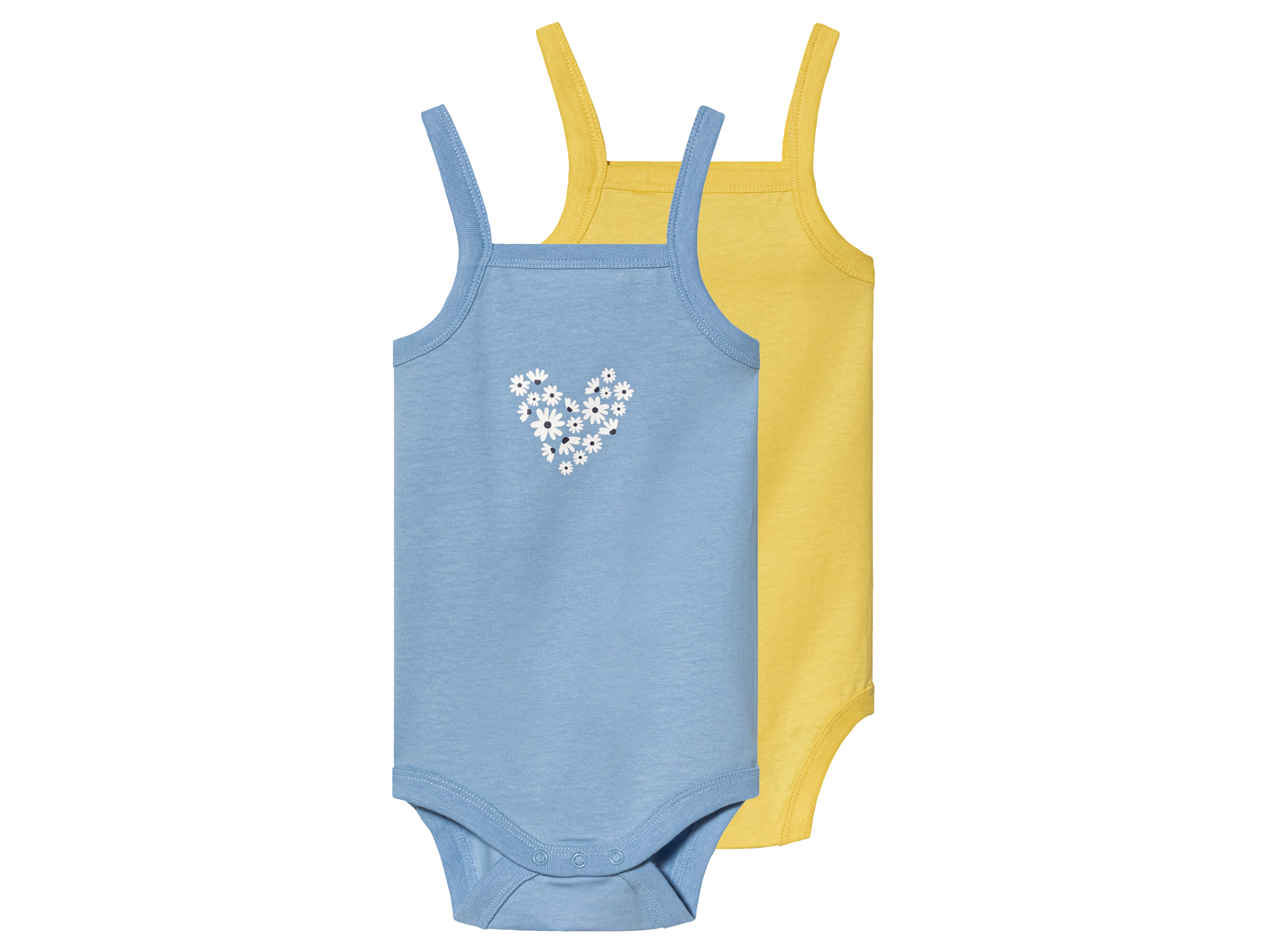 lupilu® Body niemowlęce bawełniane, 2 sztuki (62/68, Niebieski/żółty) miniaturka