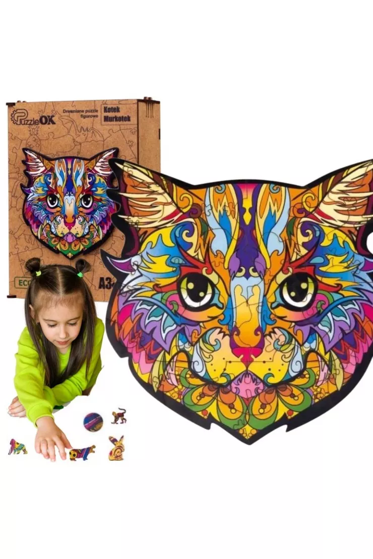 Puzzle drewniane eko 39 el. Kotek Murkotek A3