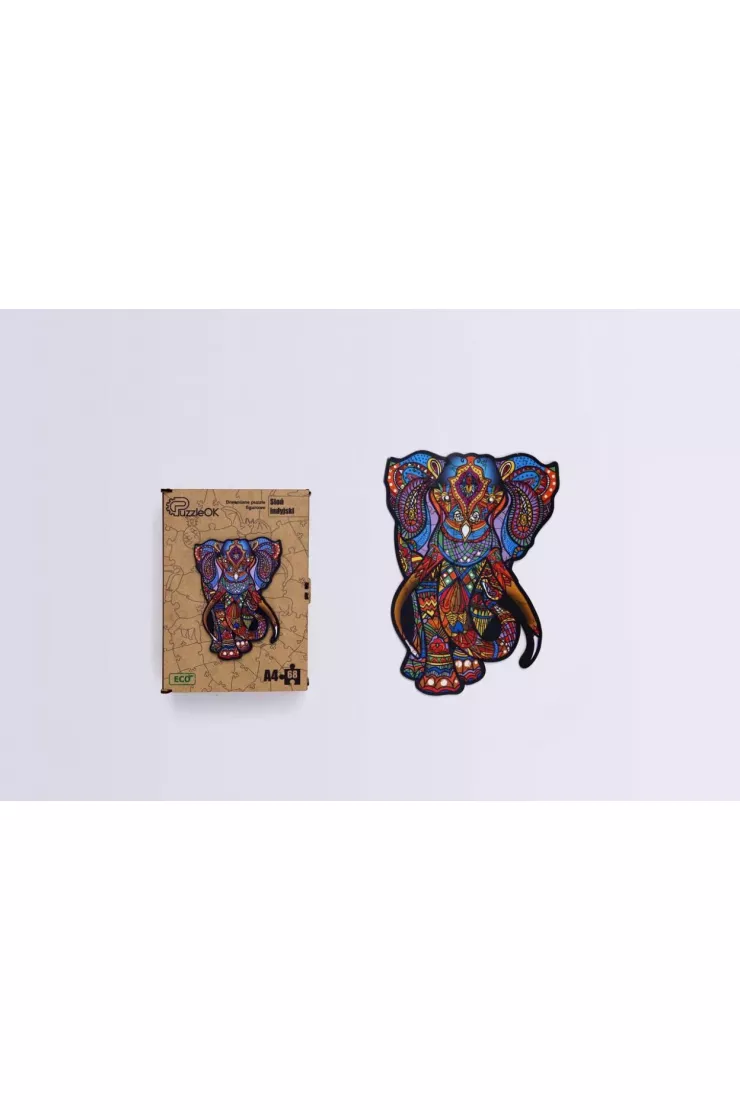 Puzzle drewniane eko 68 el. Słoń indyjski A4