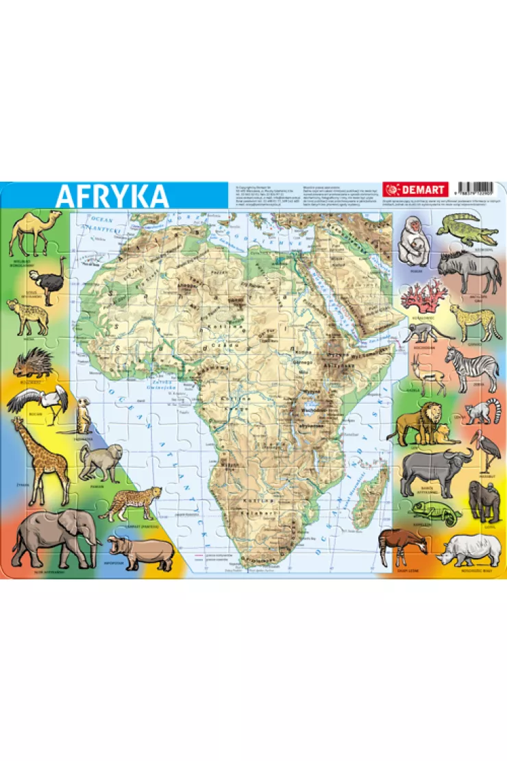 Puzzle ramkowe 72 el. Afryka mapa fizyczna