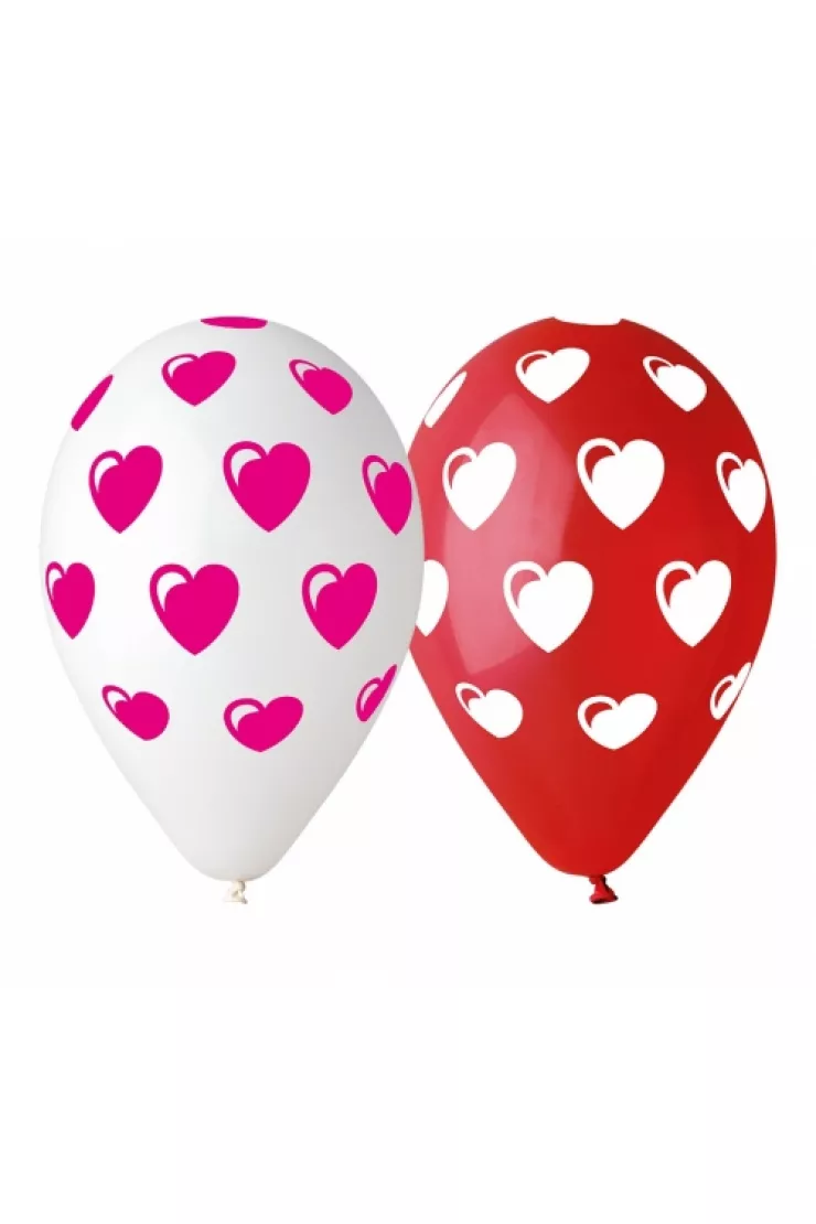 Balon Premium Serca czerwono-biały