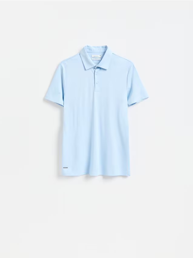 Reserved - Koszulka polo slim z wiskozą - jasnoniebieski