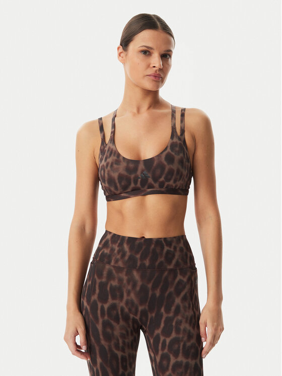 adidas Biustonosz sportowy Optime Leopard Strappy KF5702 Brązowy