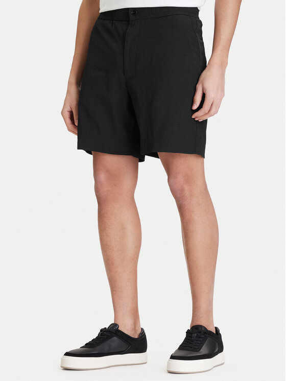 Calvin Klein Szorty materiałowe LV04LF610G Czarny Straight Fit