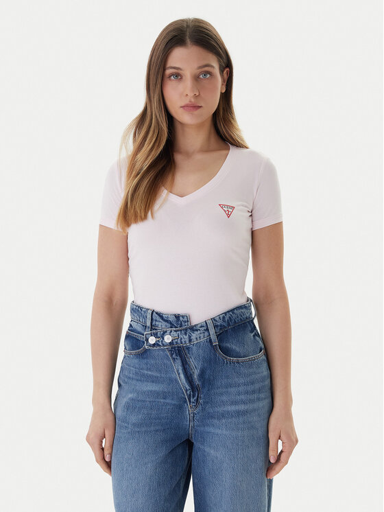 Guess T-Shirt W2YI45 J1314 Różowy Slim Fit