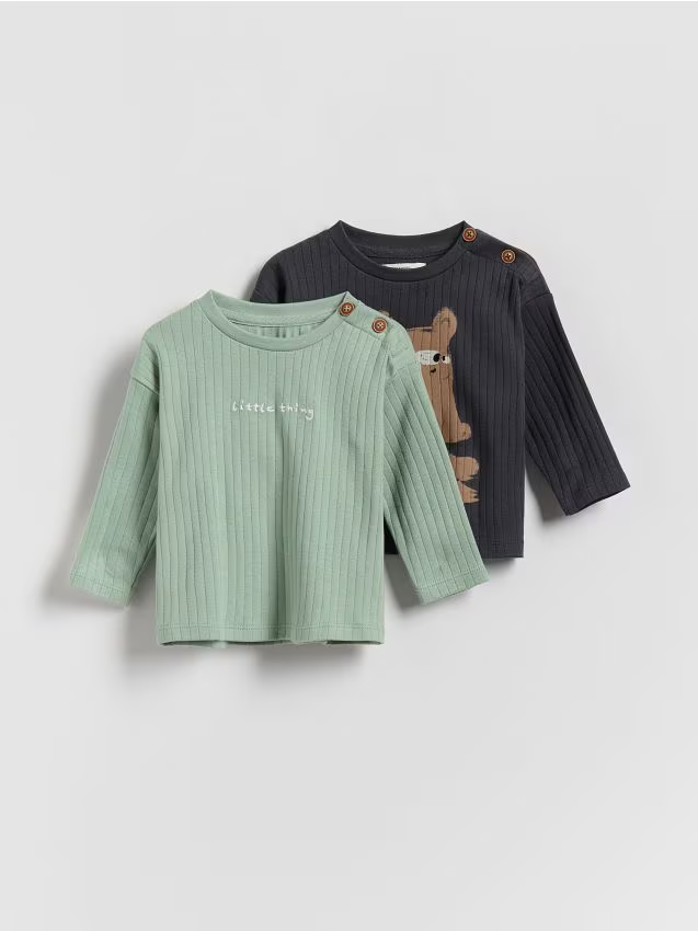 Reserved - Bawełniany longsleeve 2 pack - ciemnoszary miniaturka