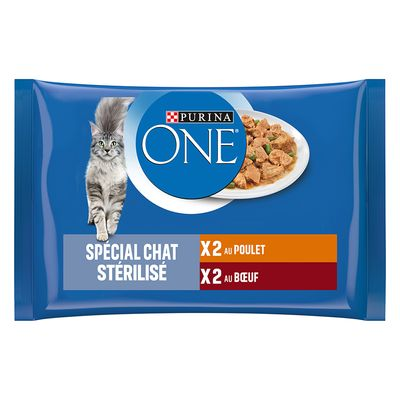 16 + 4 gratis! PURINA ONE, karma mokra dla kota, 20 x 85 g - Sterilised Cat, kurczak i wołowina
