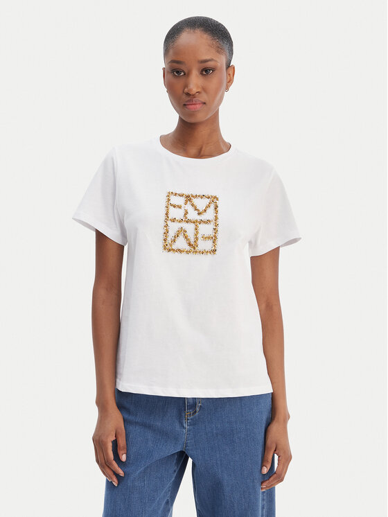 Marella T-Shirt Tema 2615971031 Biały Regular Fit