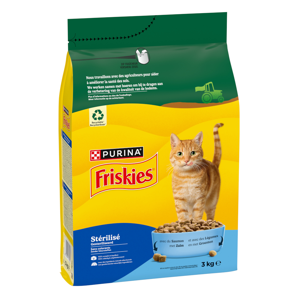 PURINA Friskies Sterilised, łosoś i tuńczyk z warzywami - 3 x 3 kg