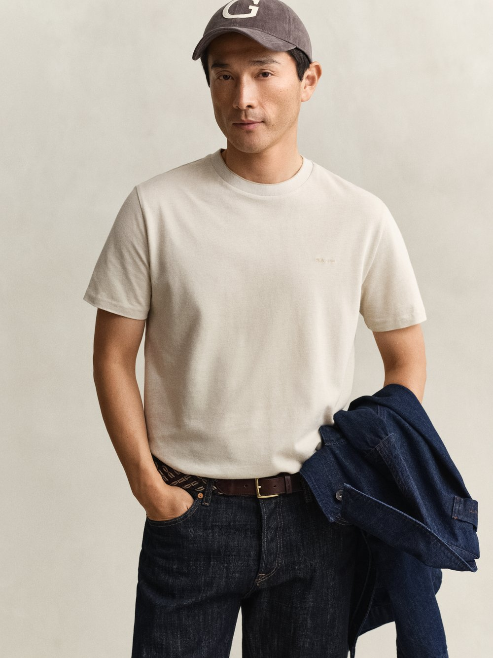 Gant Koszulka męska Mężczyźni Bawełna (100%) beżowy, XL