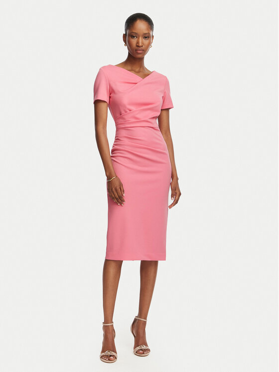 Rinascimento Sukienka koktajlowa CFC0129420003 Różowy Slim Fit