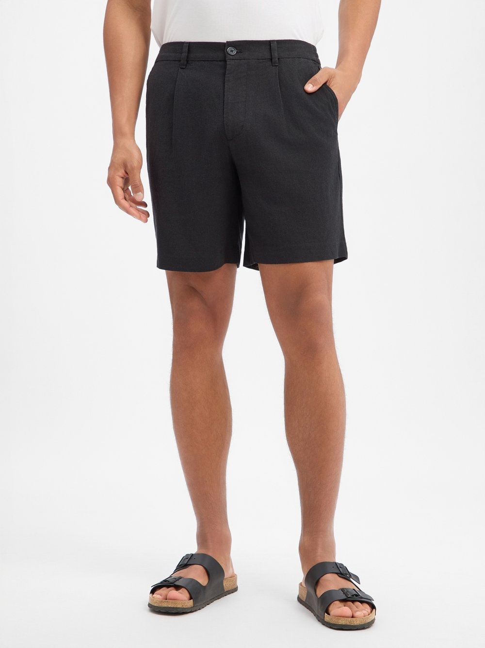 Only&Sons Bermudy z zawartością lnu - ONSLou Eno Mężczyźni len czarny, XXL