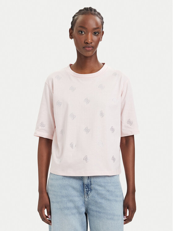 Guess T-Shirt V6GI18 K2985 Różowy jasny Regular Fit