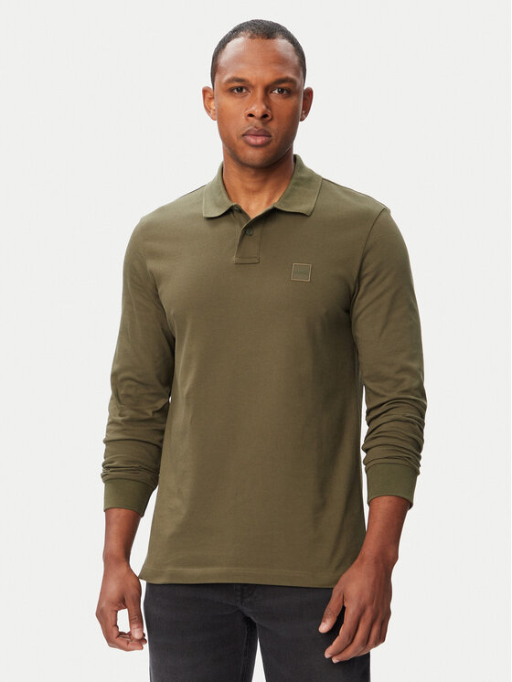 BOSS Polo Passerby 50507704 Zielony ciemny Slim Fit