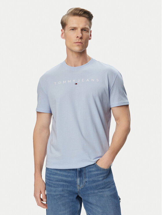 Tommy Jeans T-Shirt DM0DM20744 Niebieski jasny Regular Fit
