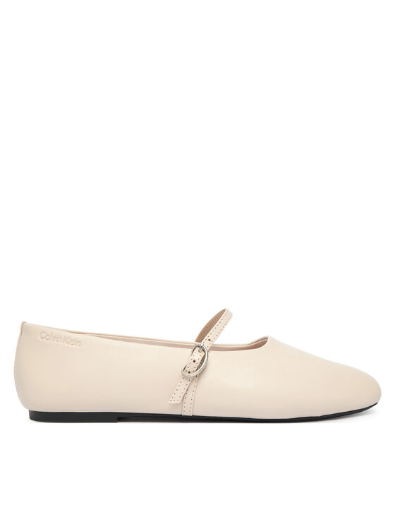 Calvin Klein Baleriny Oblique Ballerina Mj Lth Hdw HW0HW02847 Écru