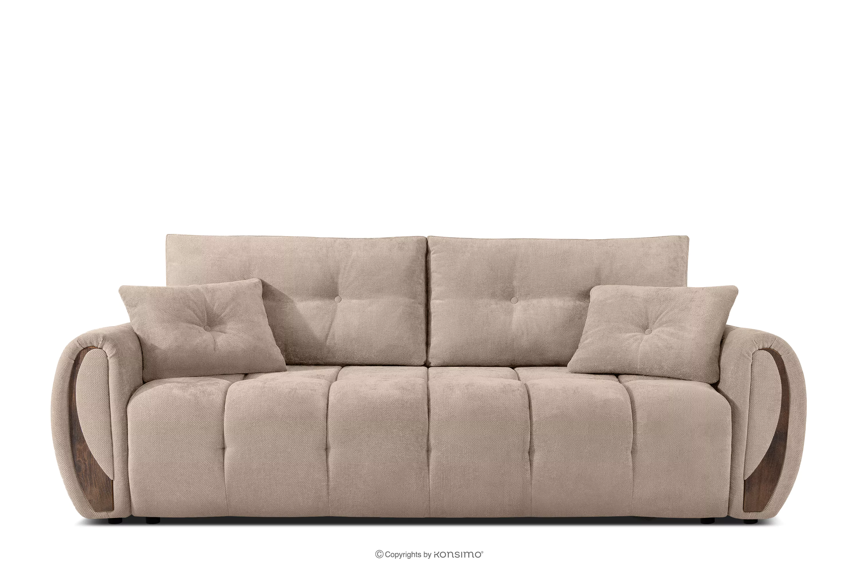 Sofa trzyosobowa z pikowaniem w tkaninie plecionej jasny beżowy NILO