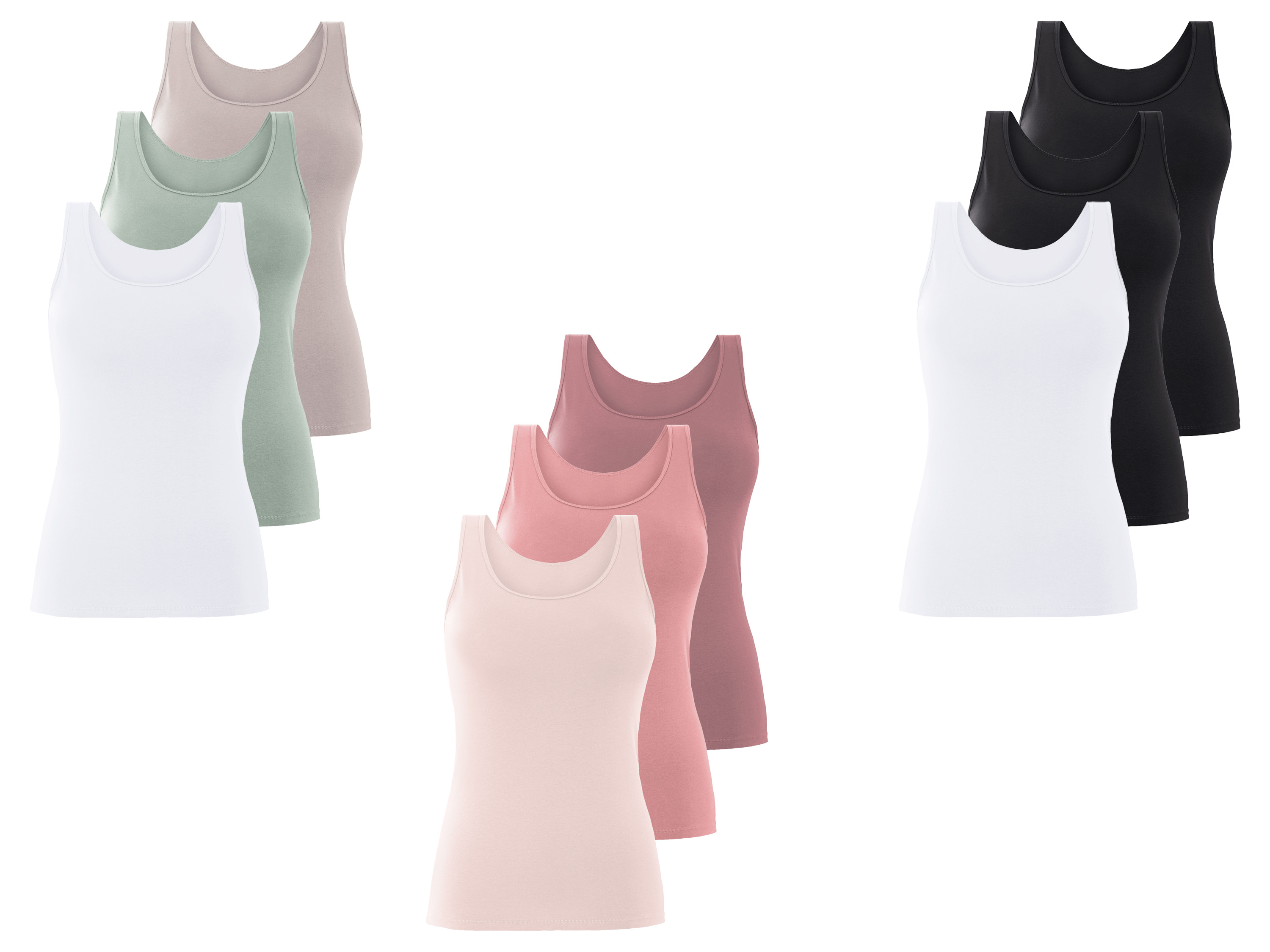 ESMARA® Topy damskie z bawełną, 3 sztuki
