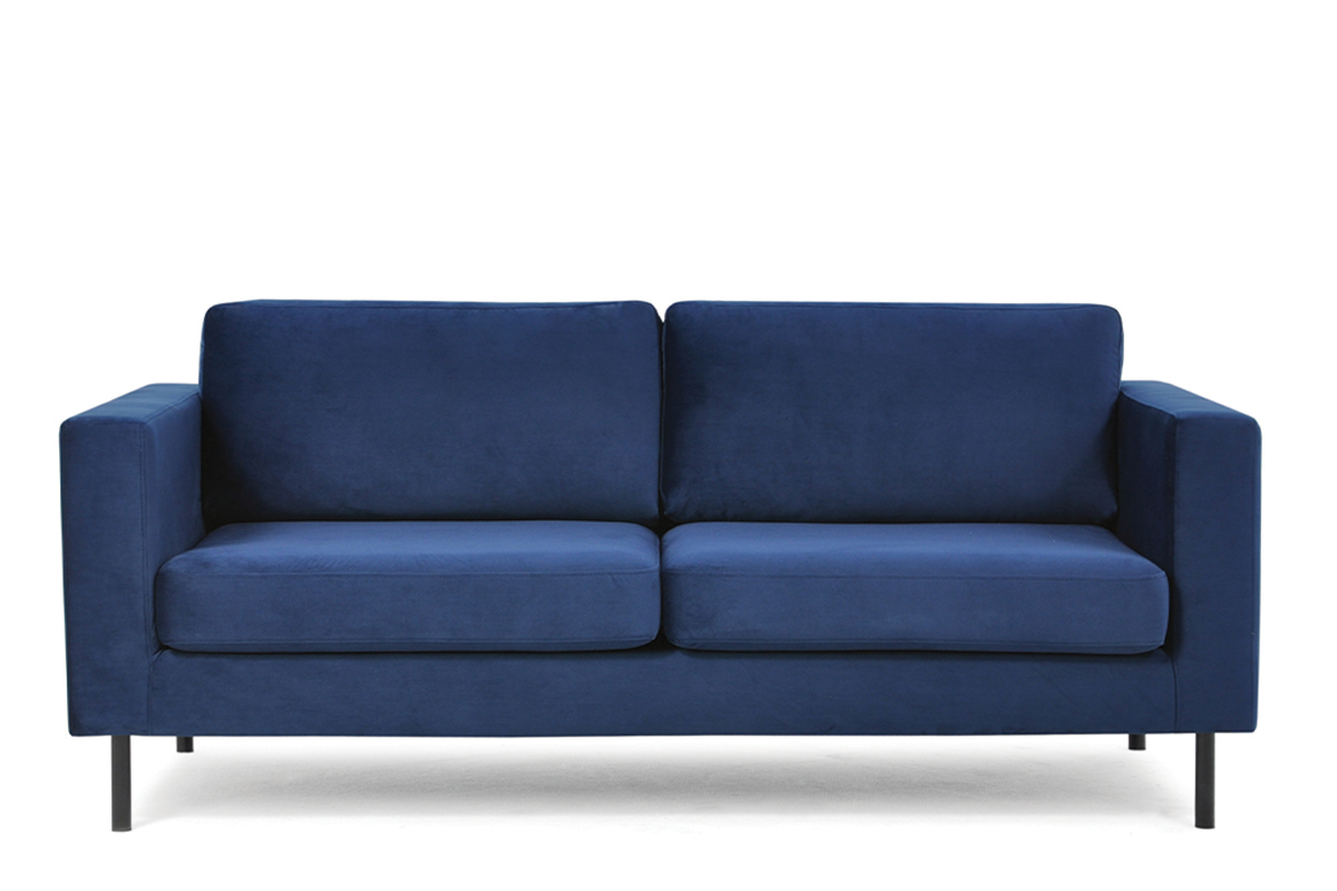 Welurowa sofa 200 cm na metalowych nóżkach granatowa TOZZI